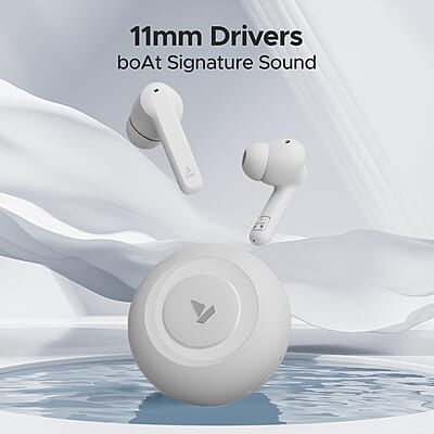 boAt Airdopes Sonik in Ear TWS Earbuds with 60 hrs Playback, IWP Tech, Quad Mics with ENx, ASAP Charge, 11 mm Drivers, BT v5.3 & IPX4 Sweat and Splash Resistance