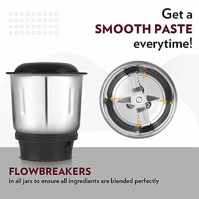 Borosil Best Mixer Grinder, 500 Watts, 3 Jars (1.5L Blending Jar, 1L Dry/Wet Grinding Jar, 400 ml Chutney Jar), Kitchen Mixie, 2 Years Warranty on Motor Borosil Best Mixer Grinder, 500 Watts, 3 Jars (1.5L Blending Jar, 1L Dry/Wet Grinding Jar, 400 ml Chutney Jar), Kitchen Mixie, 2 Years Warranty on Motor