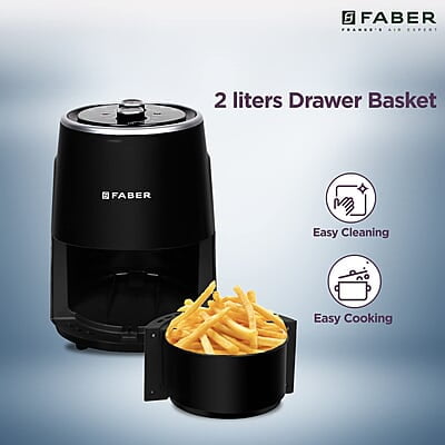 Faber 1300W, 2Liter Hot Air Fryer (FAF 2.0 BK) Black, Small Faber 1300W, 2Liter Hot Air Fryer (FAF 2.0 BK) Black, Small