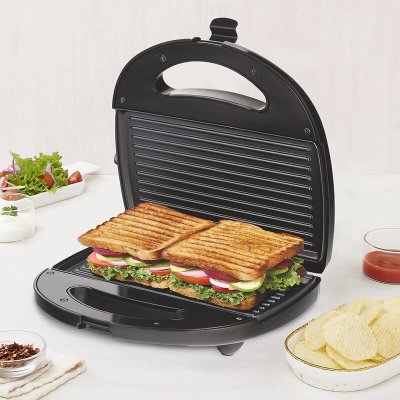 Borosil Neo Grill 2.0, 750 Watt, Bread Sandwich Maker, Makes 2 Sandwiches, Non-stick Grill plates opens 105°, For Snacks and Breakfast Borosil Neo Grill 2.0, 750 Watt, Bread Sandwich Maker, Makes 2 Sandwiches, Non-stick Grill plates opens 105°, For Snacks and Breakfast