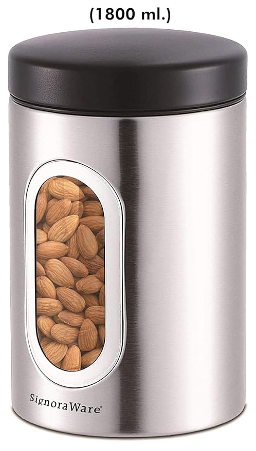 "Signora Ware Modular Steel Container (Window Round Mat) 1.8 Liters "Signora Ware Modular Steel Container (Window Round Mat) 1.8 Liters
