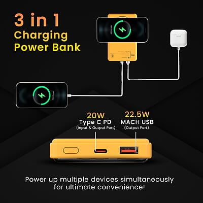Portronics Luxcell Wireless Mini 10k 10000mAh 15W Magnetic Wireless Fast Charging Smallest Power Bank with 22.5 Wired Output Portronics Luxcell Wireless Mini 10k 10000mAh 15W Magnetic Wireless Fast Charging Smallest Power Bank with 22.5 Wired Output
