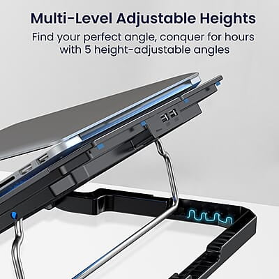 Portronics My Buddy Air 2 Laptop Cooling Pad with Dual Cooling Fans, Multi-Level Height Adjustable, Mobile Holder Portronics My Buddy Air 2 Laptop Cooling Pad with Dual Cooling Fans, Multi-Level Height Adjustable, Mobile Holder