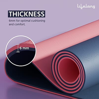 Lifelong Dual Color TPE Material Yoga Mat for Women & Men 6mm Anti-Slip Yoga Mat for Gym Workout Exercise Mat