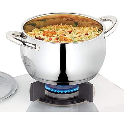 Borosil Stainless Steel Handi Casserole With Lid, Induction friendly, Impact Bonded Tri-ply Bottom, 2.9 L Borosil Stainless Steel Handi Casserole With Lid, Induction friendly, Impact Bonded Tri-ply Bottom, 2.9 L