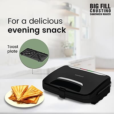 Havells Big Fill Crustino Sandwich Maker 900W with Food Grade Non Stick Coated Sole Plates