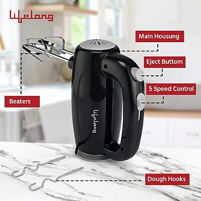 Lifelong LLHM01 150 W Regalia Hand Mixer For Mixing Cake Batters, Atta Lifelong LLHM01 150 W Regalia Hand Mixer For Mixing Cake Batters, Atta