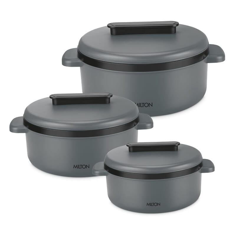 MILTON Micronova Jr. Gift Set Inner Stainless Steel Casserole, Set of 3 (380 ml, 775 ml, 1345 ml)