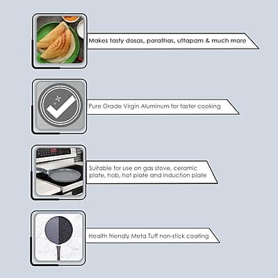 Wonderchef Granite 28cm Non-Stick Dosa Tawa 3.5mm Virgin Aluminium Wonderchef Granite 28cm Non-Stick Dosa Tawa 3.5mm Virgin Aluminium