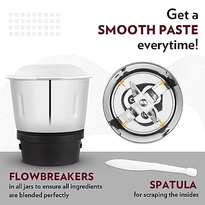 Borosil Supermax Mixer Grinder, For Wet/Dry Mixing & Grinding, 750 Watts, 3 Stainless Steel Jars(1.5 L Blending Jar, 1 L Dry/Wet Grinder, 400 ml Chutney Jar), Mixie For Kitchen, Blue Borosil Supermax Mixer Grinder, For Wet/Dry Mixing & Grinding, 750 Watts, 3 Stainless Steel Jars(1.5 L Blending Jar, 1 L Dry/Wet Grinder, 400 ml Chutney Jar), Mixie For Kitchen, Blue