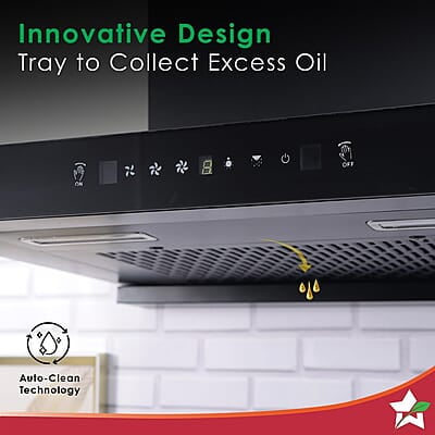 Wonderchef Ruby Sleek 90cm Chimney Powerful Suction of 1400m3/hr Auto Clean Function Oil Collector Low Noise Wonderchef Ruby Sleek 90cm Chimney Powerful Suction of 1400m3/hr Auto Clean Function Oil Collector Low Noise