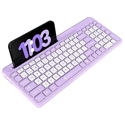 Portronics Bubble Square Wireless Keyboard with Bluetooth + 2.4 GHz USB Receiver Pair 3 Devices Max, Multimedia Hotkeys, for Laptop, PC, Smartphone, Tablet