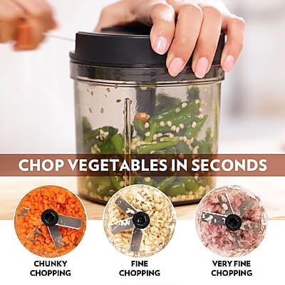 Borosil EazyPull Chopper with 6 Blades, Pull Chopper with Durable String, Mini Chopper for Kitchen, For Chopping Vegetables, Leafy Greens & Herbs, BPA-free, Unbreakable 900 ml Chopping Bowl Borosil EazyPull Chopper with 6 Blades, Pull Chopper with Durable String, Mini Chopper for Kitchen, For Chopping Vegetables, Leafy Greens & Herbs, BPA-free, Unbreakable 900 ml Chopping Bowl