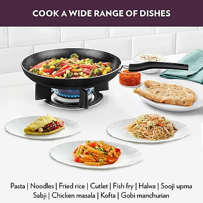 Borosil Granito Non-Stick Deep Fry Pan1.5L, Induction Friendly, Granite Finish, PFOA-Free, 204 cm Diameter
