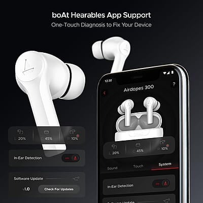 boAt Newly Launched Airdopes 300 Premium Truly Wireless in-Ear Earbuds with 4 Mics AI-ENx Spatial Audio, 50HRS Playtime, Multipoint Connection, ASAP Charge, Hearables App Support boAt Newly Launched Airdopes 300 Premium Truly Wireless in-Ear Earbuds with 4 Mics AI-ENx Spatial Audio, 50HRS Playtime, Multipoint Connection, ASAP Charge, Hearables App Support