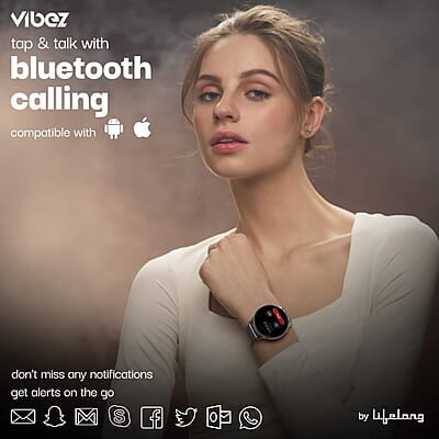 Vibez by Lifelong Smartwatch for Women 1.28" HD Display Bluetooth Calling, 7-Day Battery Vibez by Lifelong Smartwatch for Women 1.28" HD Display Bluetooth Calling, 7-Day Battery