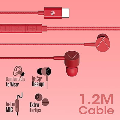 ZEBRONICS Zeb-Buds C2 in Ear Type C Wired Earphones with Mic, Braided 1.2 Metre Cable, Metallic Design, 10mm Drivers, in Line Mic & Volume Controller ZEBRONICS Zeb-Buds C2 in Ear Type C Wired Earphones with Mic, Braided 1.2 Metre Cable, Metallic Design, 10mm Drivers, in Line Mic & Volume Controller