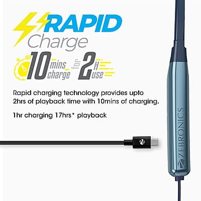 ZEBRONICS Zeb-Evolve BTv5.0, Voice Assistant, Rapid Charge, Dual Pairing, Call Function, Magnetic Earpiece Bluetooth Wireless in Ear Earphones with Mic ZEBRONICS Zeb-Evolve BTv5.0, Voice Assistant, Rapid Charge, Dual Pairing, Call Function, Magnetic Earpiece Bluetooth Wireless in Ear Earphones with Mic
