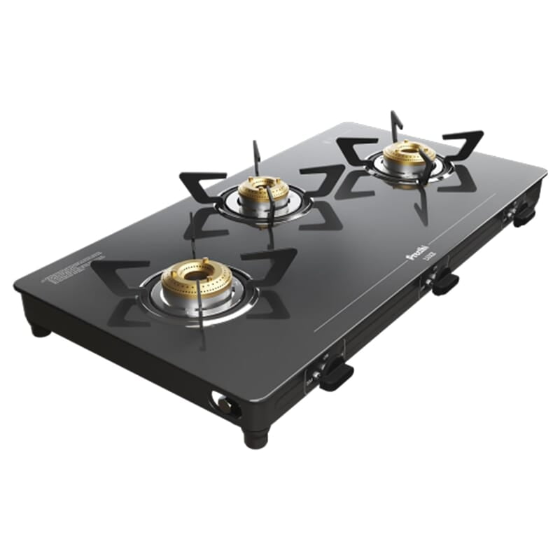 Preethi Luxe 3 Burner Glass Top Gas Stove With Driptray Less Infinity Design Preethi Luxe 3 Burner Glass Top Gas Stove With Driptray Less Infinity Design