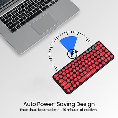 Portronics Bubble 2.0 Wireless Keyboard with Bluetooth + 2.4 GHz Receiver, Connect 3 Devices, Compact TKL Size, 10m Working Range