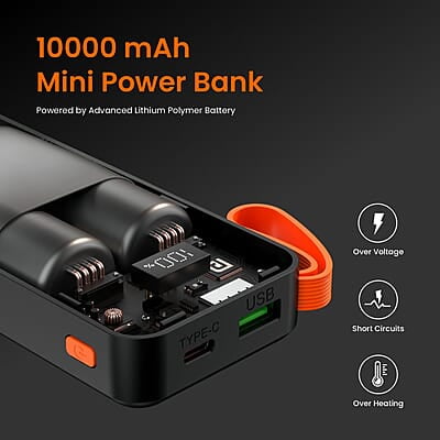Portronics Ampbox 10K 10000 mAh Power Bank with 22.5W Fast Charging, Digital Display, Dual Output Portronics Ampbox 10K 10000 mAh Power Bank with 22.5W Fast Charging, Digital Display, Dual Output