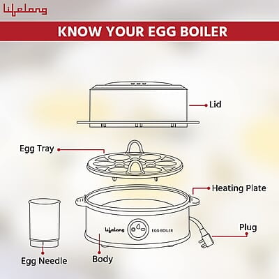 Lifelong Egg Boiler 360-Watt (Transparent and Silver Grey), Boil 7 eggs Lifelong Egg Boiler 360-Watt (Transparent and Silver Grey), Boil 7 eggs