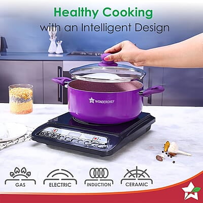 Wonderchef Royal Velvet 24cm Casserole with Glass Lid Virgin Aluminium 3 mm thick 4.5 litres Wonderchef Royal Velvet 24cm Casserole with Glass Lid Virgin Aluminium 3 mm thick 4.5 litres