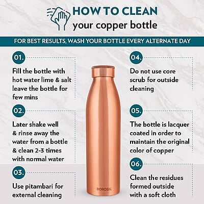 Borosil PRO Copper Water Bottle, 100% Copper, Leak-proof, For Everyday Use, 950 ml Borosil PRO Copper Water Bottle, 100% Copper, Leak-proof, For Everyday Use, 950 ml