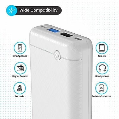 Portronics Power Brick II 20000 mAh,2.4A 12w Slim Power Bank with Dual USB Output Port