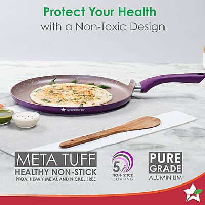 Wonderchef Royal Velvet Non-stick 28cm Dosa Tawa 3 mm thick 1.8 litres Virgin Aluminium Wonderchef Royal Velvet Non-stick 28cm Dosa Tawa 3 mm thick 1.8 litres Virgin Aluminium