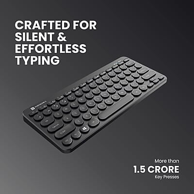 Portronics Bubble Multimedia Wireless Keyboard 2.4 GHz & Bluetooth 5.0 Connectivity, Noiseless Experience,