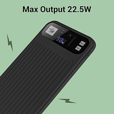 ZEBRONICS MB10000S13 Power Bank, 10000 mAh, Rapid Charge, 22.5W Output, Dual USB Output, PD 3.0 Type C, Built in Protections, Percentage Indicator, Made in India