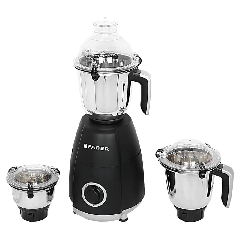 Faber Crown 800W Blender Mixer Grinder, 3 SS clip lock jars and blades low-noise copper motor, up to 20000 rpm speed Faber Crown 800W Blender Mixer Grinder, 3 SS clip lock jars and blades low-noise copper motor, up to 20000 rpm speed