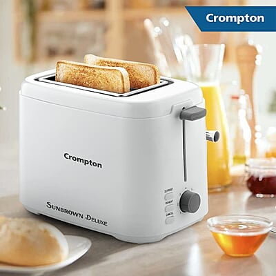 Crompton SunBrown Deluxe Pop-up Toaster 800W with Removable Crumb Tray 7 Browning Levels with Reheat