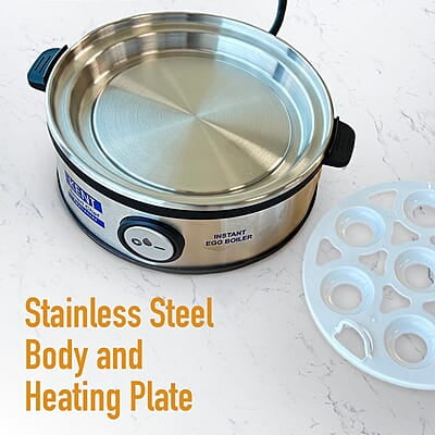 KENT Instant Egg Boiler | 360-Watt | Boil 7 Eggs at a Time | 3 Boiling Modes | Stainless Steel Body & Heating Plate | Automatic Power Off | Accessories Available KENT Instant Egg Boiler | 360-Watt | Boil 7 Eggs at a Time | 3 Boiling Modes | Stainless Steel Body & Heating Plate | Automatic Power Off | Accessories Available