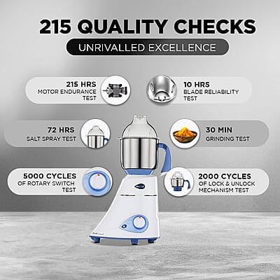 Preethi Blue Leaf Diamond MG-214 750 Watt Mixer Grinder with 3 Jars (Wet Grinding (1.5 litres) + Dry Grinding Jar (0.5 litre) + Chutney Jar (0.4 litre)Stainless steel) Preethi Blue Leaf Diamond MG-214 750 Watt Mixer Grinder with 3 Jars (Wet Grinding (1.5 litres) + Dry Grinding Jar (0.5 litre) + Chutney Jar (0.4 litre)Stainless steel)