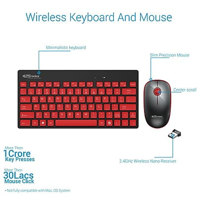 Portronics Key2-A Combo of Multimedia Wireless Keyboard & Mouse, Compact Light-Weight for PCs, Laptops and Smart TV
