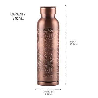 MILTON Copper Swasth Water Bottle, 940 ml, Copper Abstract Lacquer Coating, Curved bottle MILTON Copper Swasth Water Bottle, 940 ml, Copper Abstract Lacquer Coating, Curved bottle