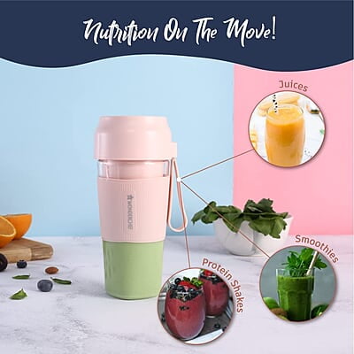 Wonderchef Plastic Nutri-Cup Portable Blender Usb Charging Rechargeable Blender 300Ml Pink Wonderchef Plastic Nutri-Cup Portable Blender Usb Charging Rechargeable Blender 300Ml Pink