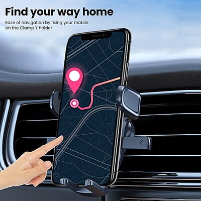 Portronics Clamp Y Adjustable Air Vent Mobile Holder for Car with 360° Rotational