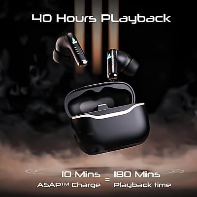 boAt Immortal 125 TWS in-Ear Earbuds w/up to 40 hrs Playtime, Quad Mics with ENx Tech, BEAST Mode with 40 ms Super Low Latency, ASAP Charge, IPX4 Resistance, RGB LED Lights, BT v5.3