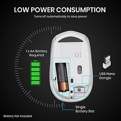 Portronics Toad 23 Wireless Optical Mouse with 2.4GHz, USB Nano Dongle, Optical Orientation, Click Wheel, Adjustable DPI Portronics Toad 23 Wireless Optical Mouse with 2.4GHz, USB Nano Dongle, Optical Orientation, Click Wheel, Adjustable DPI