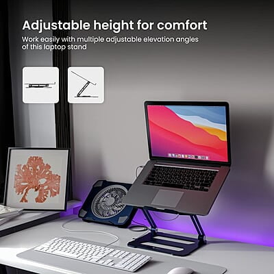 Portronics My Buddy K10 Portable Laptop Stand with Multiple Height Adjustable Angles, Fan-Based Ventilated Bottom Portronics My Buddy K10 Portable Laptop Stand with Multiple Height Adjustable Angles, Fan-Based Ventilated Bottom