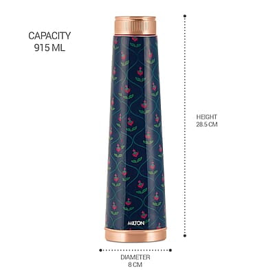 MILTON Copper Delight Design Water Bottle, 915 ml, Ethnic Lacquer Coating, Curved bottle MILTON Copper Delight Design Water Bottle, 915 ml, Ethnic Lacquer Coating, Curved bottle