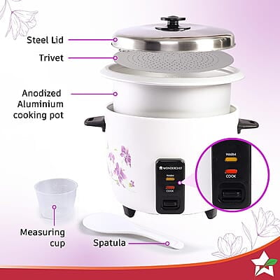 WONDERCHEF Nutri Cook Rice Cooker With Single Bowl, 1.8 Litres WONDERCHEF Nutri Cook Rice Cooker With Single Bowl, 1.8 Litres
