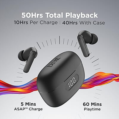 boAt Airdopes 121 PRO Truly Wireless in Ear Ear Buds w/Quad Mic ENx, Low Latency Mode for Gaming, 50H Playtime, IWP, IPX4, Battery Indicator Screen boAt Airdopes 121 PRO Truly Wireless in Ear Ear Buds w/Quad Mic ENx, Low Latency Mode for Gaming, 50H Playtime, IWP, IPX4, Battery Indicator Screen