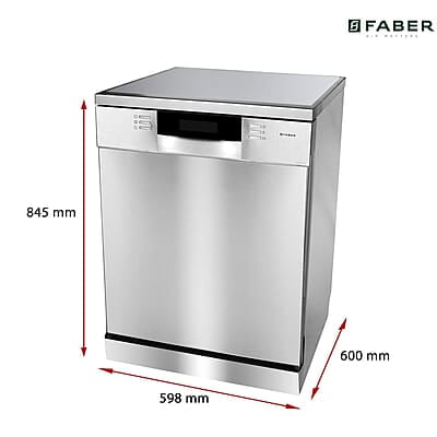 Faber 14 Place Settings Dishwasher ( FFSD 8PR 14S, Silver, Power 3D Wash for Tough Stains, Silent operation Faber 14 Place Settings Dishwasher ( FFSD 8PR 14S, Silver, Power 3D Wash for Tough Stains, Silent operation