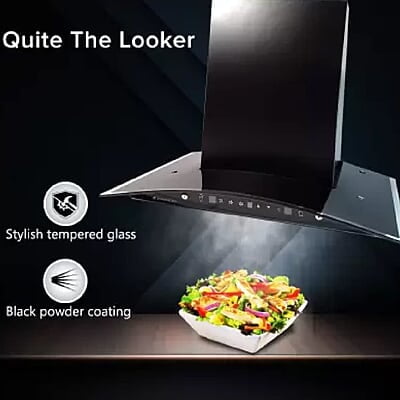 Wonderchef Power Curve Wall-Mount Chimney 1000M3/H Suction Capacity 3 Speed Push Control Low Noise 60cms Wonderchef Power Curve Wall-Mount Chimney 1000M3/H Suction Capacity 3 Speed Push Control Low Noise 60cms