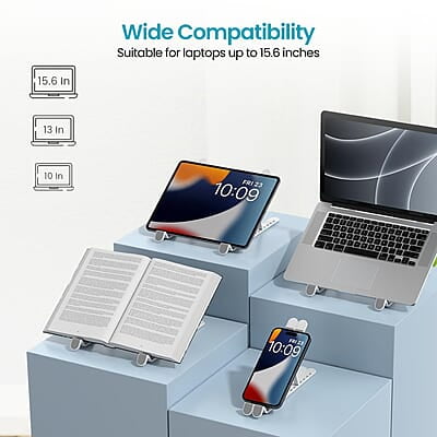 Portronics My Buddy K Lite Foldable Laptop Stand with Adjustable Heights, Anti-Slip Silicone Pads, Collapsible Design, 5 kg Max Weight Portronics My Buddy K Lite Foldable Laptop Stand with Adjustable Heights, Anti-Slip Silicone Pads, Collapsible Design, 5 kg Max Weight