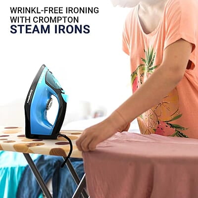 Crompton FabrimaX Plus 1250 W Steam Iron with 200 ml water tank, Upto 13g /min Steam Output and Teflon Coating Soleplate Crompton FabrimaX Plus 1250 W Steam Iron with 200 ml water tank, Upto 13g /min Steam Output and Teflon Coating Soleplate